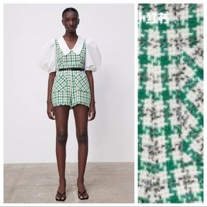 BLOGGERS FAVORITE!! Zara Textured Weave Contrast Jumpsuit Size S.